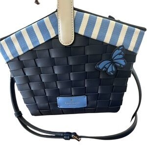 Kate Spade Navy Blue Woven Crossbody Bag